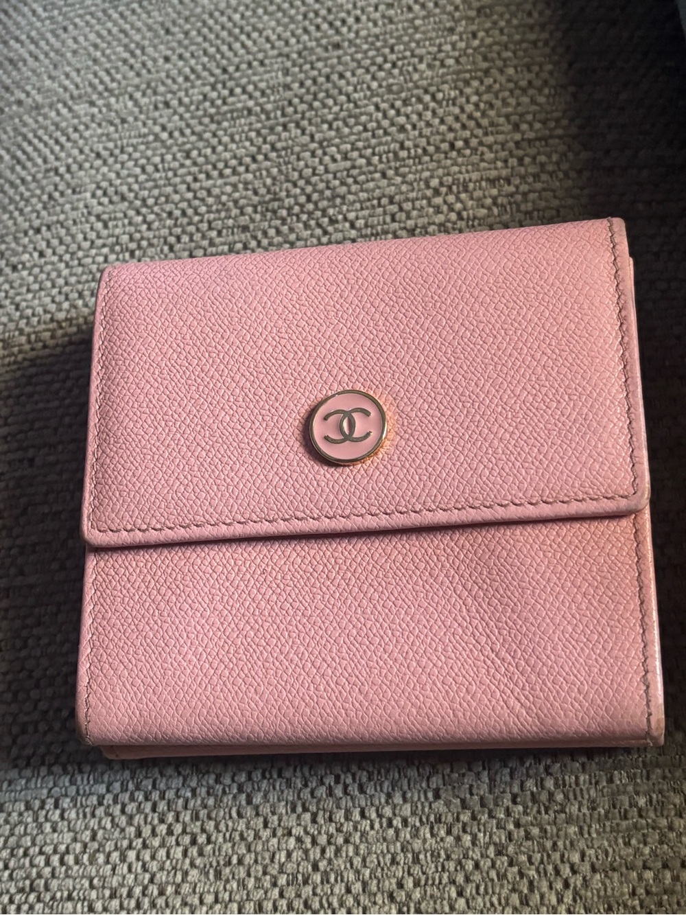 CHANEL Pink Compact Bi-Fold Wallet with CC Button